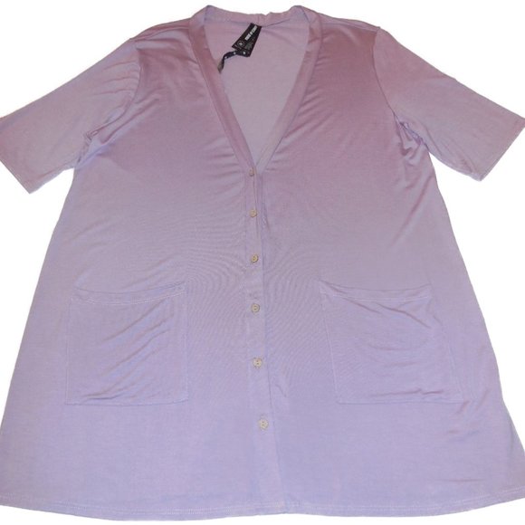 Cardigan Short Sleeve Knit Lightweight lavender button-down summer top purple - Picture 2 of 8